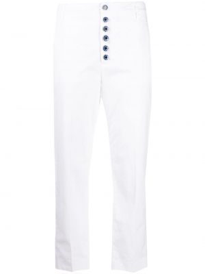 Pérové rovné nohavice na gombíky Dondup biela