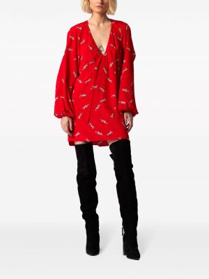 Leopardimustriga mustriline siidist kleit Equipment punane