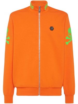 Siuvinėtas džemperis su užtrauktuku Philipp Plein oranžinė