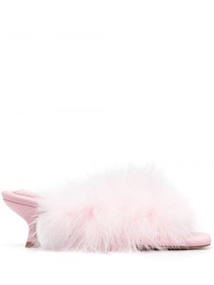 Sandale na petu sa perjem Sleeper ružičasta