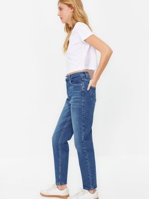 Slim fit skinny džíny s vysokým pasem Trendyol modré