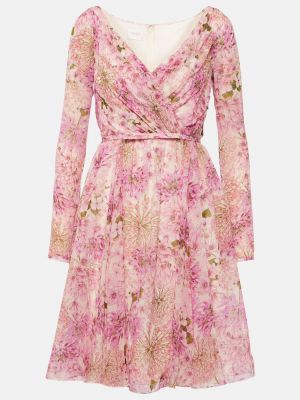 Копринена рокля с принт Giambattista Valli розово