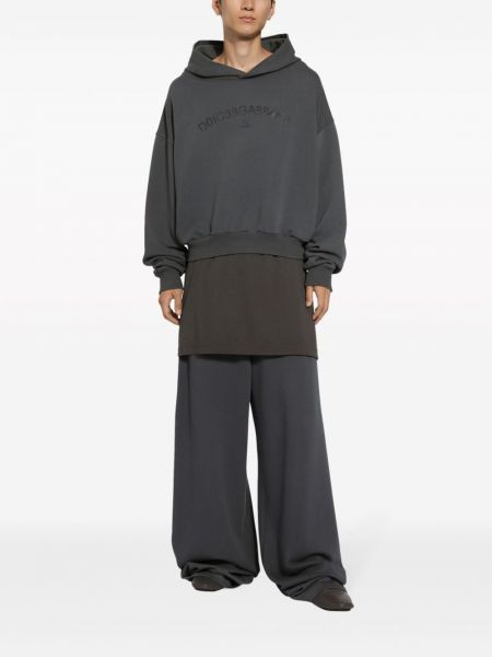 Bavlněné sportovní kalhoty relaxed fit Dolce & Gabbana šedé