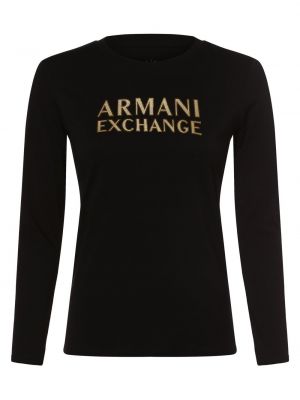 Longsleeve bawełniana z nadrukiem z długim rękawem Armani Exchange czarna