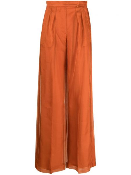 Relaxed fit svilene hlače Max Mara oranžna