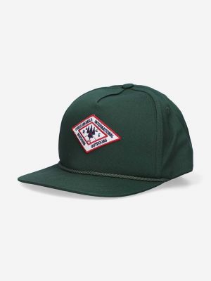 Памучна шапка с козирки с апликация Guess Originals зелено