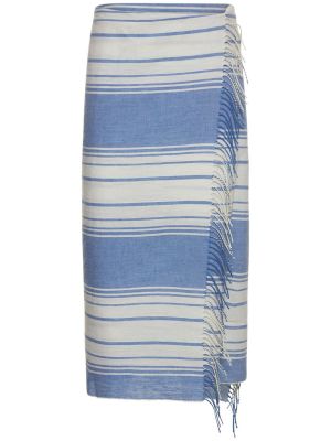 Falda de lino de algodón Totême azul