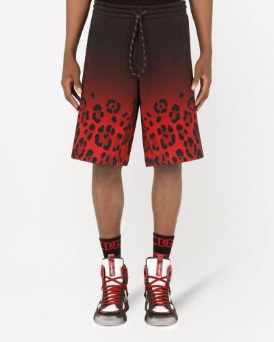 Leopardí kraťasy s potiskem s přechodem barev Dolce & Gabbana červené