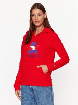Csillag mintás pulóver Tommy Jeans piros