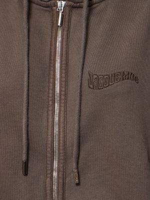 Bavlněný svetr na zip Jacquemus hnědý