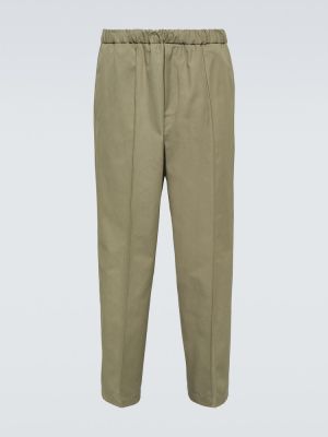 Pantaloni cu picior drept din bumbac Jil Sander verde