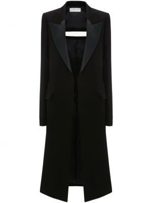 Вълнено сатенено палто Victoria Beckham черно