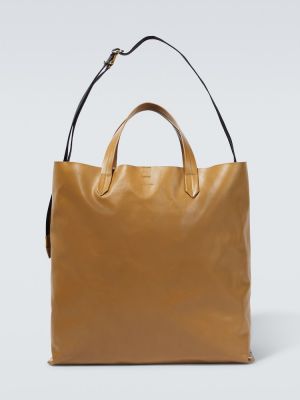 Kožená nákupná taška Jil Sander hnedá