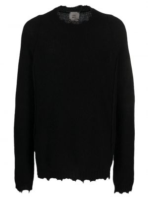 Sweter wełniany z przetarciami Frei-mut czarny