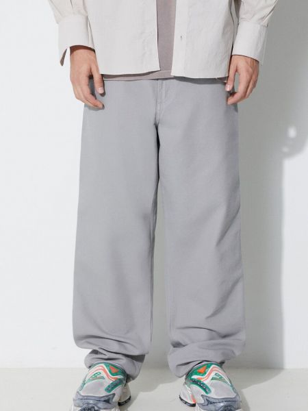 Pamučne hlače ravnih nogavica Carhartt Wip siva