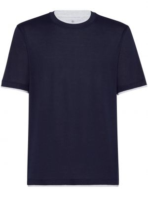 Hedvábné tričko Brunello Cucinelli modré