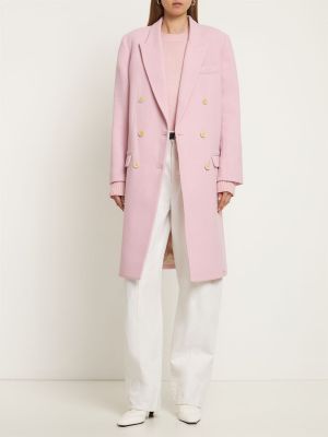 Bavlnený vlnený kabát Isabel Marant ružová