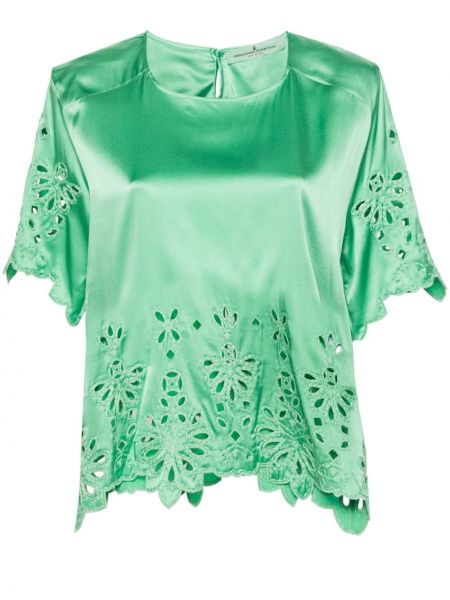 Bluză cu broderie de mătase Ermanno Scervino verde