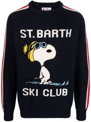 Жакардов пуловер с кръгло деколте Mc2 Saint Barth синьо