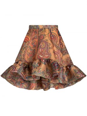 Spódnica z nadrukiem z falbankami z wzorem paisley Etro brązowa