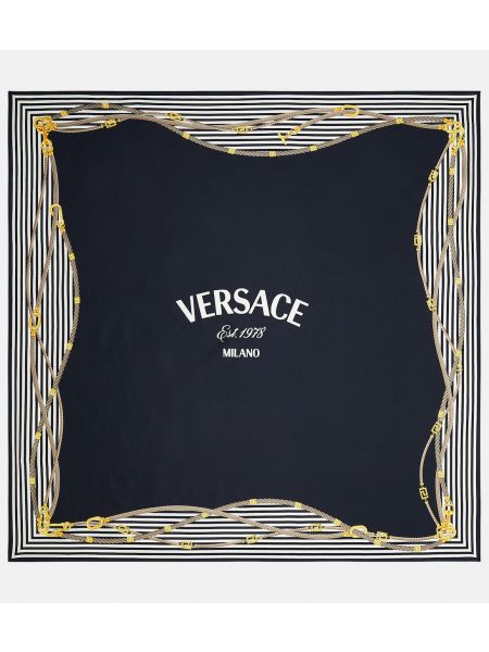 Синий шарф с принтом Versace