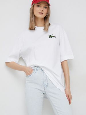 Bílé bavlněné tričko Lacoste