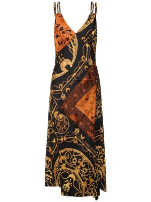 Jedwabna satynowa sukienka midi z nadrukiem Marine Serre