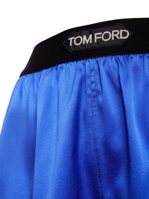 Копринени сатенени шорти Tom Ford синьо