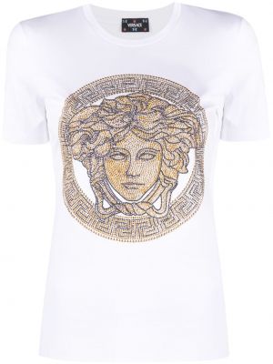 Bombažna majica Versace bela