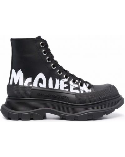 Ankle boots z nadrukiem Alexander Mcqueen czarne