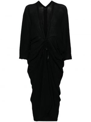 Μίντι φόρεμα με λαιμόκοψη v ντραπέ Caravana μαύρο