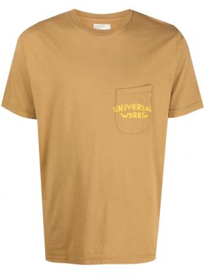 T-shirt con stampa Universal Works marrone