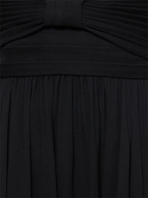 Plisirana svilena mini haljina Elie Saab crna