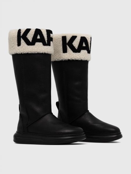 Śniegowce skórzane Karl Lagerfeld czarne