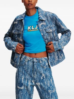 Žakárová džínová bunda Karl Lagerfeld Jeans modrá