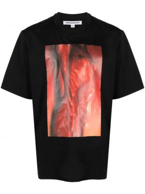 Kokvilnas t-krekls ar apdruku ar apaļu kakla izgriezumu Jordanluca melns