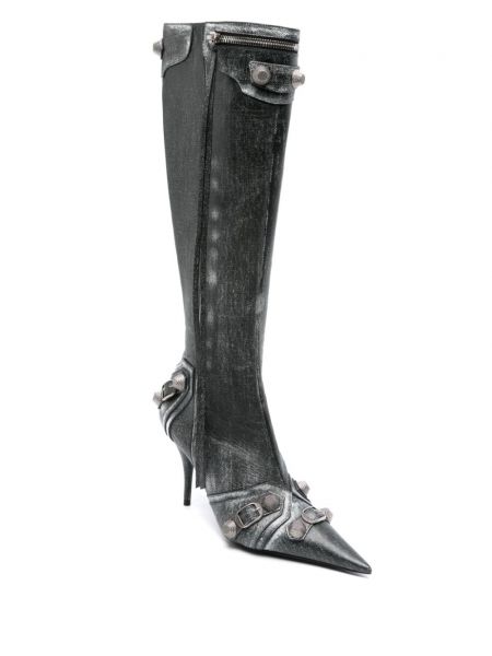 Kožené kotníkové boty Balenciaga šedé