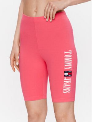 Slim fit priliehavé športové šortky Tommy Jeans ružová