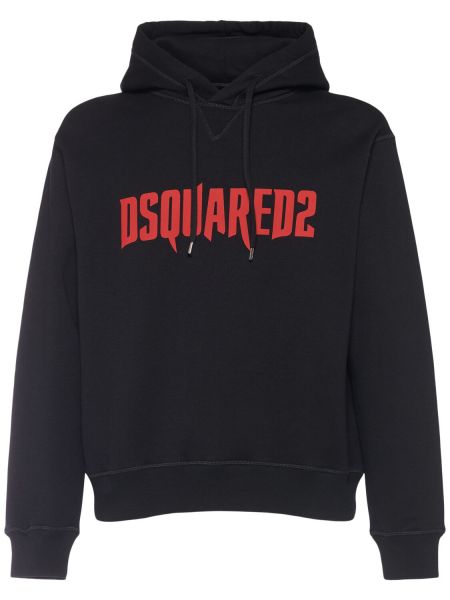 Hoodie i bomull Dsquared2 svart