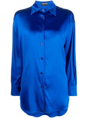 Копринена риза Tom Ford синьо