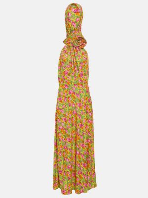 Maksi haljina s cvjetnim printom s kapuljačom Magda Butrym žuta