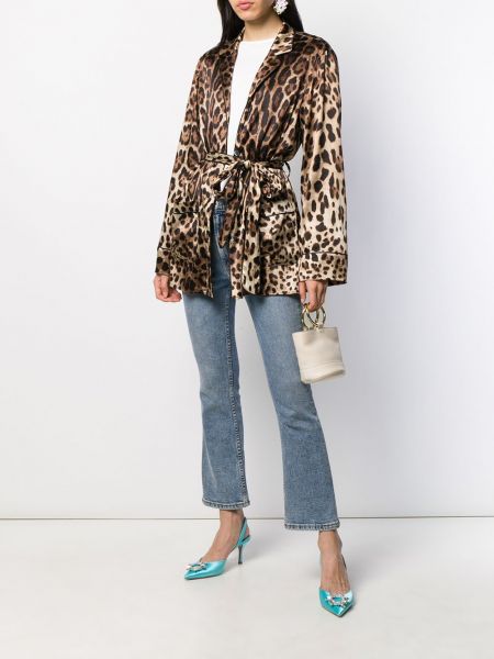 Raštuota marškiniai satino leopardinė Dolce & Gabbana