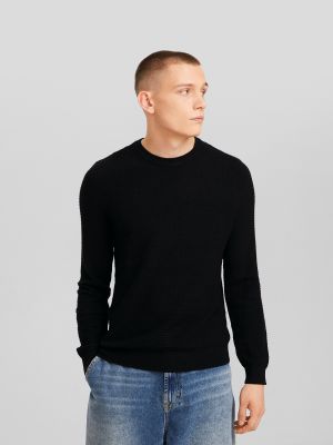 Пуловер Bershka черно