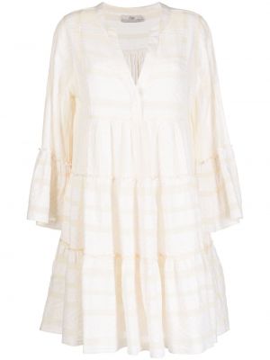 Sukienka w paski z nadrukiem Devotion biała