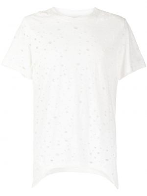 Тениска с протрити краища Private Stock бяло