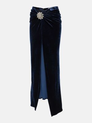 Falda larga de terciopelo‏‏‎ Rabanne azul