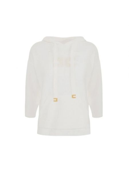 Bluza z kapturem bawełniana Elisabetta Franchi biała