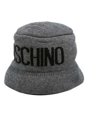 Pletený klobouk Moschino šedý