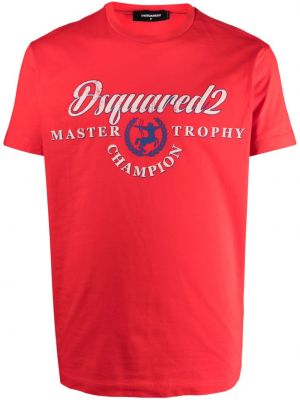 Памучна тениска с принт Dsquared2 червено