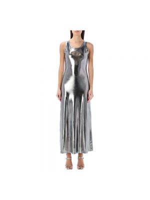 Sukienka długa Diesel srebrna